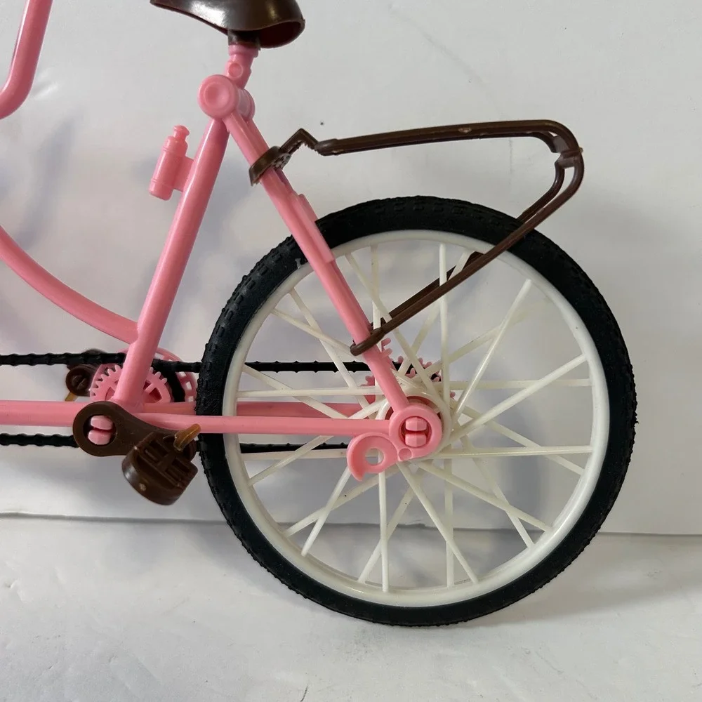 New Pink Tandem Bicycle for 11.5 Inch Fashion Dolls Two Seater Bike with Basket